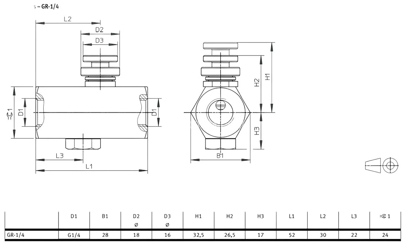 Title 1, Пневмодроссель с обратным клапаном GR 1/4